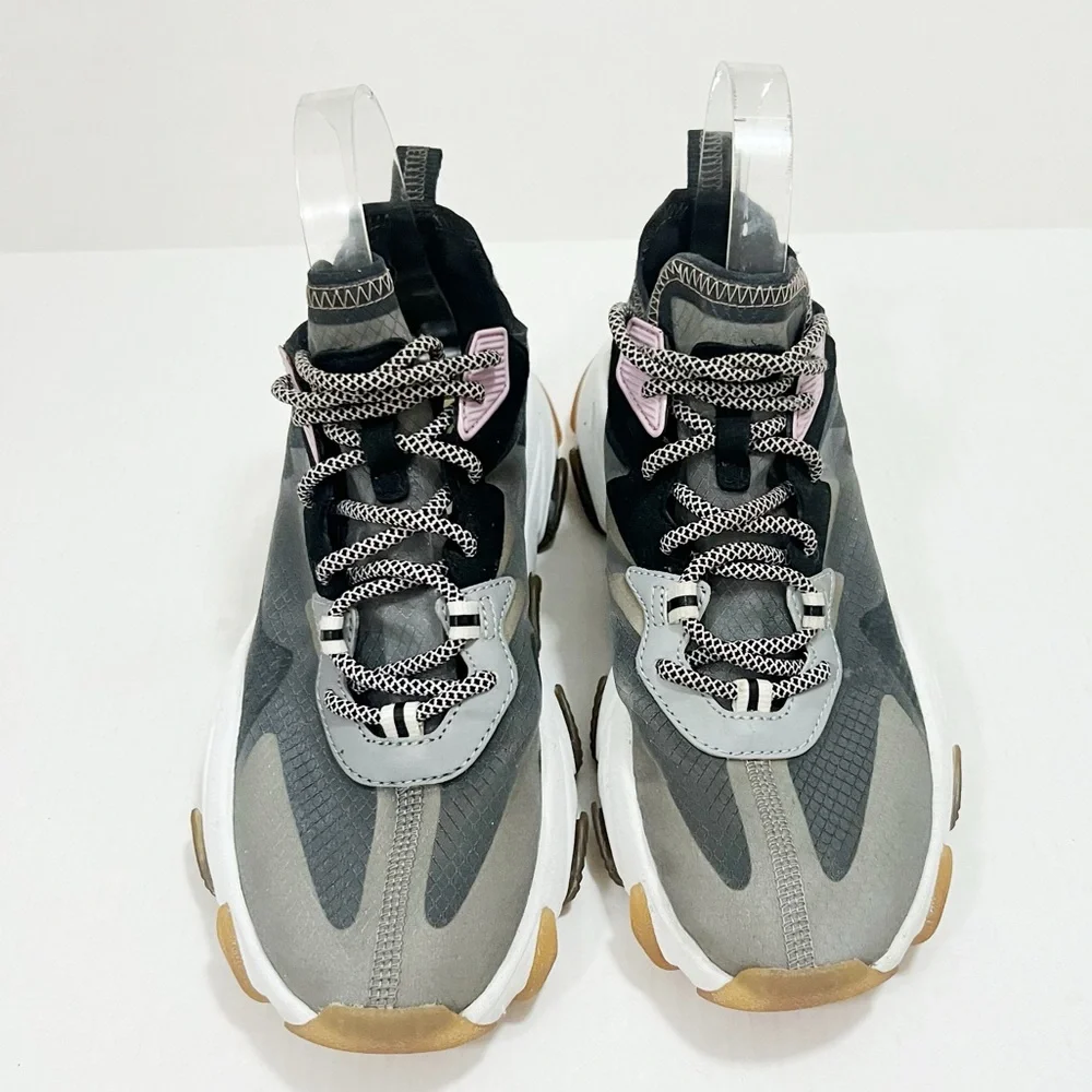 ASH Womens Gray Pull Tab 1-1/2" Platform Eclipse Toe Wedge Athletic Sneaker - Picture 4 of 6